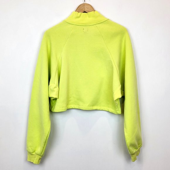 BDG Urban Outfitters Yellow Cropped Long Sleeve Zip Up Hoodie, Size Medium, EUC - Picture 2 of 8